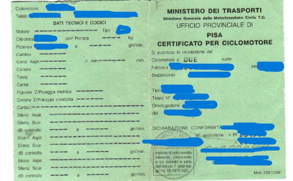 Passaggio di proprietà di un ciclomotore